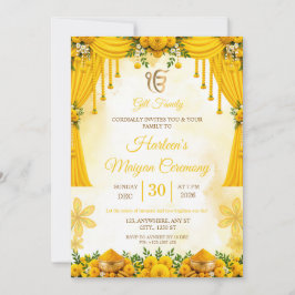 Senfgelbe Ringelblumen-Maiyan-Zeremonie-Einladung Einladung