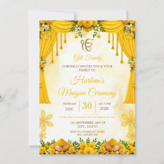 Senfgelbe Ringelblumen-Maiyan-Zeremonie-Einladung Einladung