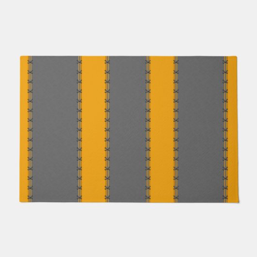 Senfgelbe Streifen, grau genäht Fußmatte (Vorderseite)