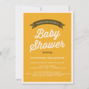 Senfgelbe Vintage-Typografie-Baby-Party Einladung