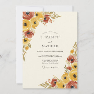 Senfgelber malerischer rustikaler Hochzeit Einladung