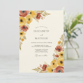 Senfgelber malerischer rustikaler Hochzeit Einladung (Stehend Vorderseite)