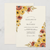 Senfgelber malerischer rustikaler Hochzeit Einladung (Vorne/Hinten)