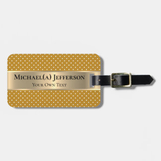Senfgelber Polka-Punkte Goldband Personalisiert Gepäckanhänger