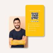 Senfgelber QR-Code-Foto-Connect-Moderne Visitenkarte