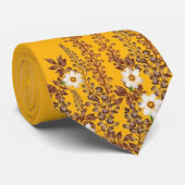 Senfgelbes Blumiges Vintage-Design Krawatte (Gerollt)