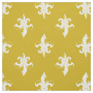 Senfgelbes Fleur-de-Lis-Muster Stoff
