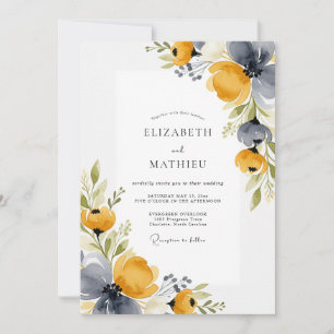 Senfgelbes Florales Rustikales Hochzeit Einladung