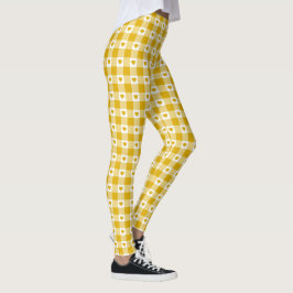 Senfgelbes Herz Karo Gingham Retro Farbe Leggings