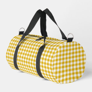 Senfgelbes Karo-Gingham-Retro-Farben Duffle Bag
