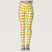 Senfgelbes Karo-Gingham Retro-Farben Leggings (Vorderseite)
