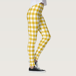 Senfgelbes Karo-Gingham Retro-Farben Leggings