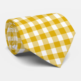 Senfgelbes Karo-Gingham-Retro-Farben-Schlips Krawatte