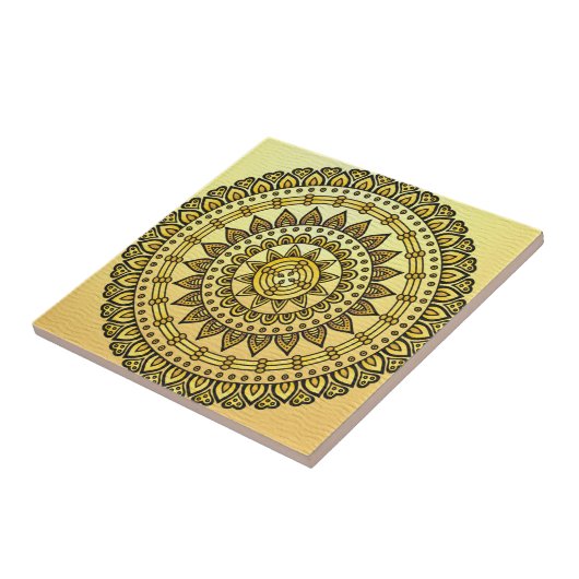 Senfgelbes Muster antike goldene Blume Fliese (Seite)