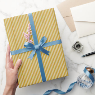 Senfgelbes Retro-Streifenmuster Vintage Geschenkpapier
