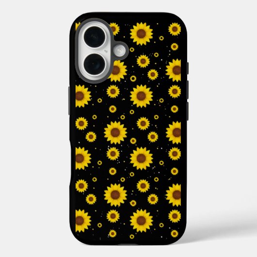 Senfgelbes Sonnenblumenmuster Schwarze iPhone-Hüll Case-Mate iPhone Hülle (Rückseite)