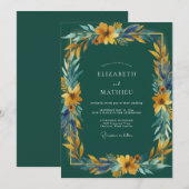 Senfgoldene Blatt Hochzeit Einladung (Vorne/Hinten)
