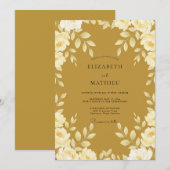 Senfgoldene Blättrige Hochzeit Einladung (Vorne/Hinten)