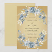 Senfgraue Aquarell-Hochzeit Einladung (Vorne/Hinten)