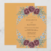 Senfgraue Hochzeit Einladung (Vorne/Hinten)