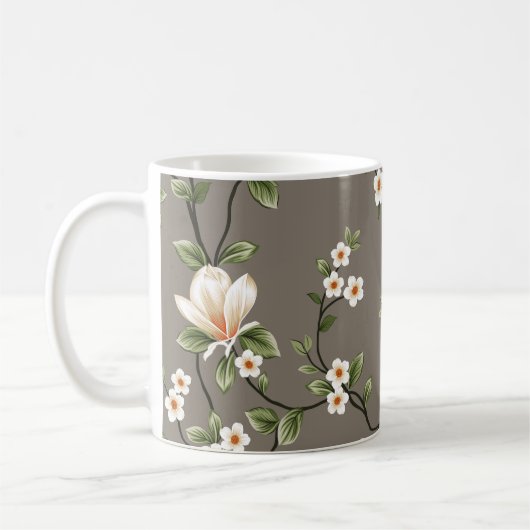 Senfkleine Blume mit grünen Blätter Kaffeetasse (Links)