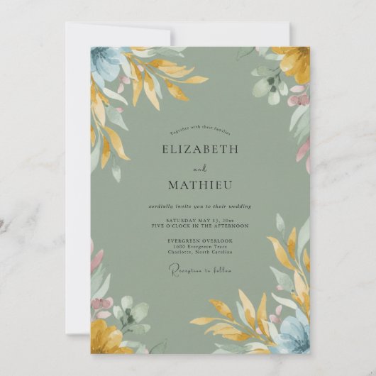 Senfkraut-Blatt-Hochzeit Einladung (Vorderseite)