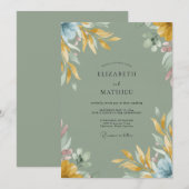 Senfkraut-Blatt-Hochzeit Einladung (Vorne/Hinten)
