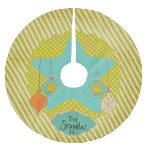 Senfpfoten und Streifen Personalisierter Baumrock Polyester Weihnachtsbaumdecke