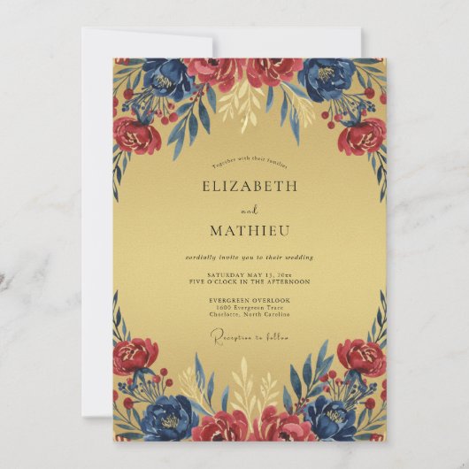 Senfrote Wilde Blumen Hochzeit Einladung (Vorderseite)