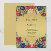Senfrote Wilde Blumen Hochzeit Einladung (Vorne/Hinten)