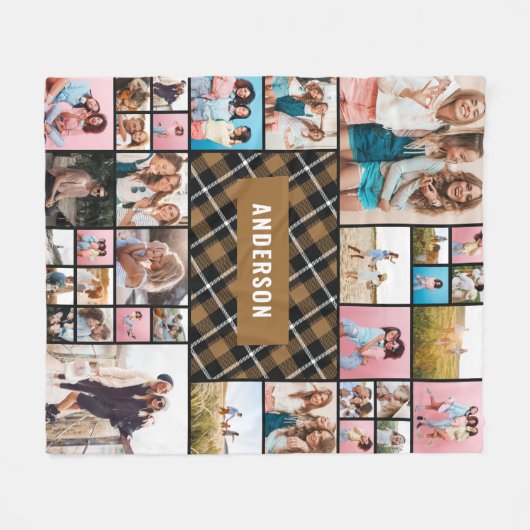 Senfschwarz kariert, modern minimal 34 Foto Fleecedecke (Vorderseite (Horizontal))