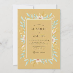 Senfweiche Florale Romanze Hochzeit Einladung
