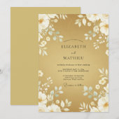 Senfweiße Blatt Hochzeit Einladung (Vorne/Hinten)