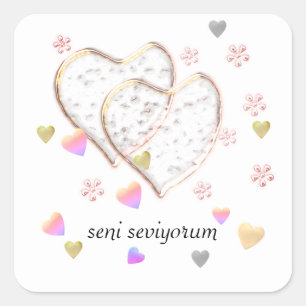 Seni seviyorum, personalisiert quadratischer aufkleber