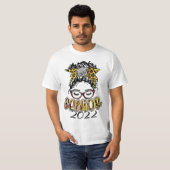 Senior 2022 Leopard Messy Bun Lady 2022 Graduation T-Shirt (Vorne ganz)