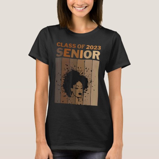 Senior 2023 Class Black Afro Melanin African Ameri T-Shirt (Vorderseite)