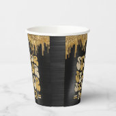 SENIOR 2023 SCHWARZ & GOLD GLITZER TROPFEN CUSTOM PAPPBECHER (Links)