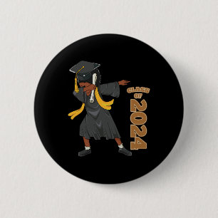 Senior 2024 Abschluss African Black Girl Dabbing Button