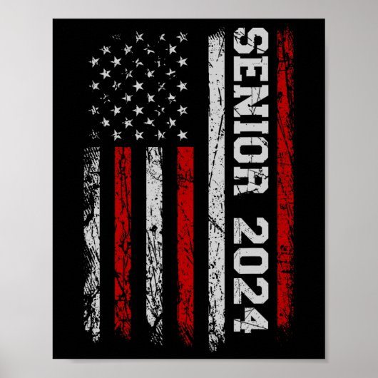 Senior 2024 American Flag USA Abschluss Class of Poster (Vorne)