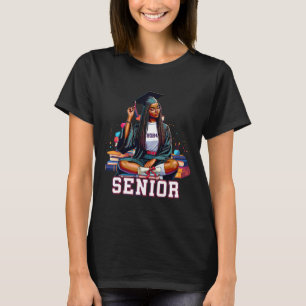 Senior 2024 Black Afro African Woman Abschluss Bo T-Shirt