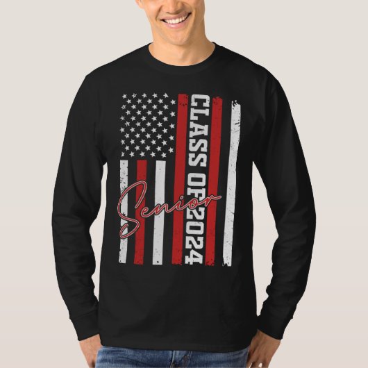 Senior 2024 Graduation Class of 2024 American Flag T-Shirt (Vorderseite)