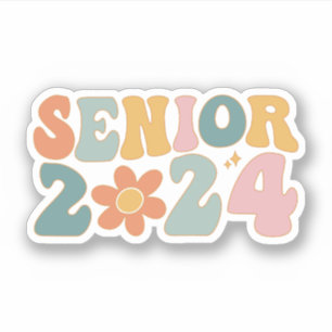 Senior 2024 Groovy Retro Class of 2024 Abschluss Aufkleber