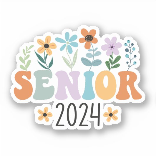 Senior 2024 Groovy Retro Class of 2024 Graduation Aufkleber (Vorderseite)