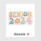 Senior 2024 Groovy Retro Class of 2024 Graduation Aufkleber (Blatt)