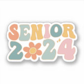 Senior 2024 Groovy Retro Class of 2024 Graduation Aufkleber (Vorderseite)