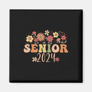 Senior 2024 Groovy Retro-Klasse 2024 Abschluss Magnet