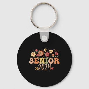 Senior 2024 Groovy Retro-Klasse 2024 Abschluss Schlüsselanhänger
