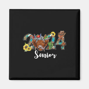 Senior 2024 Highland Cow Western Abschluss Class Magnet