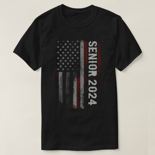Senior 2024 US-amerikanischer Flag-Abschluss T-Shirt (Design vorne)