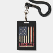 Senior 2025 American Flag USA Abschluss Class of Ausweis (Vorderseite mit Lanyard)